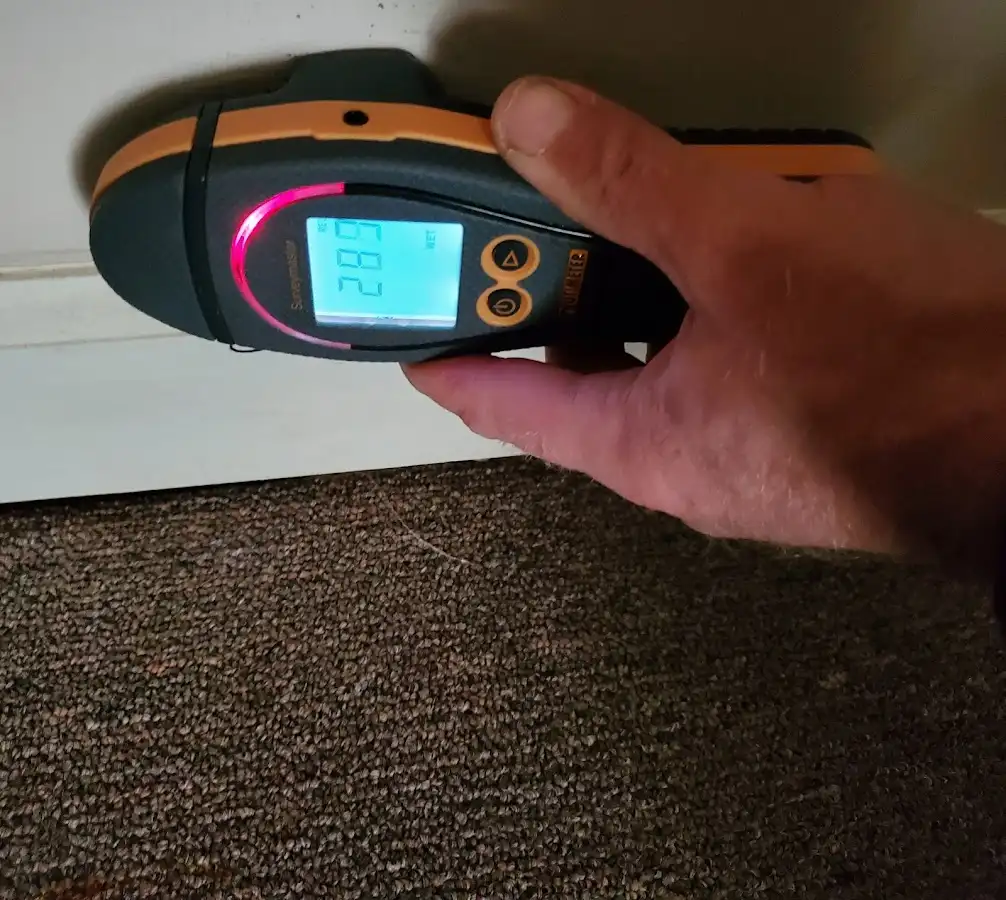 Moisture detection at baseboard during Sewage Cleanup & Sanitation in Rosedale